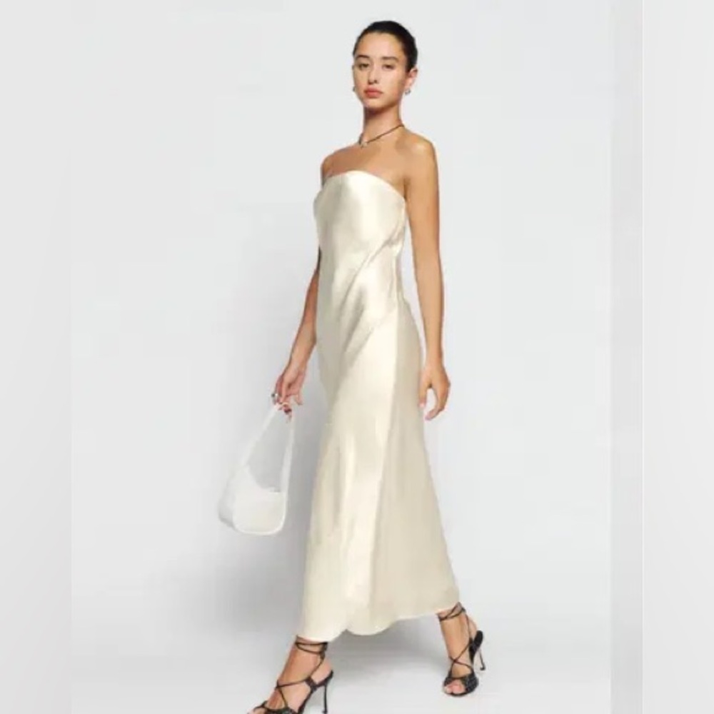 Reformation Cream Strapless Dress